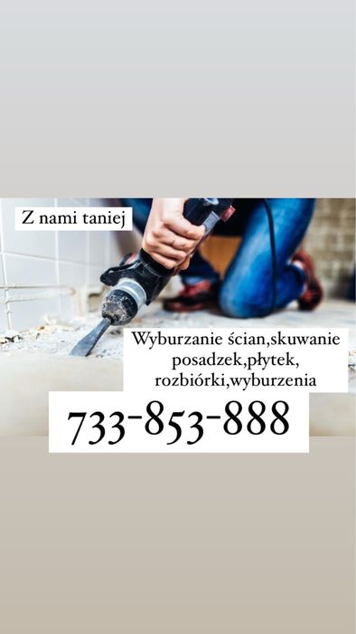Skuwanie posadzki, wyburzanie scian, kucie plytek, rozbiórki, gruz