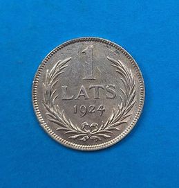 Łotwa 1 łat rok 1924, bardzo dobry stan, srebro 0,835