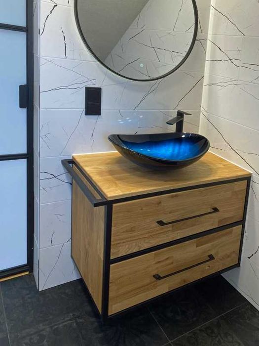 Szafka Łazienkowa Umywalkę Dąb - 60x45x50cm Komoda Loftowa Wisząca