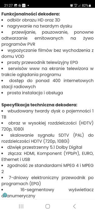 Dekoder nbox HDTV rekorder ,Dysk 1TB NOWY OKAZJA!
