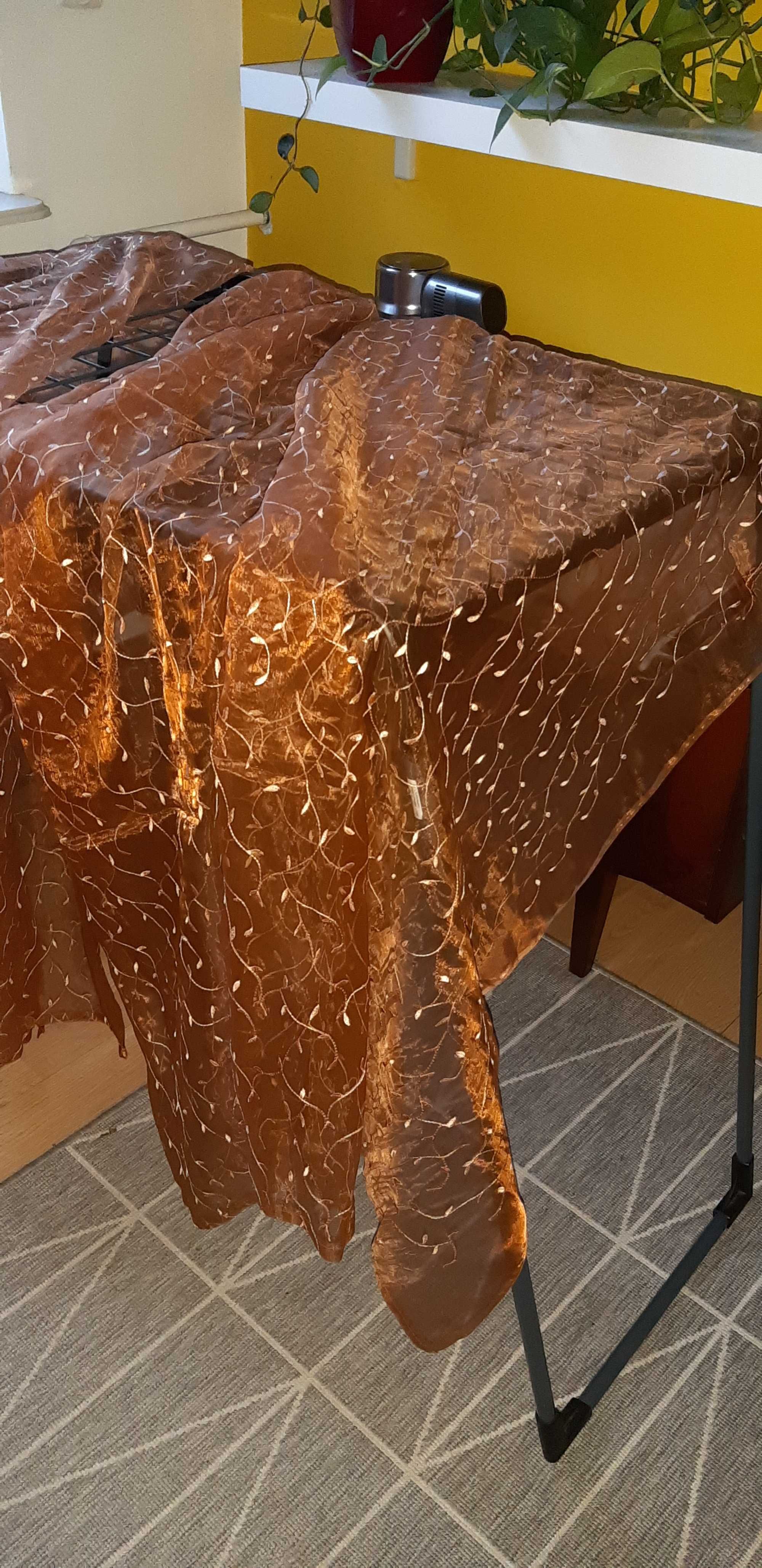 Tkanina zasłony organza rudy - miedziany