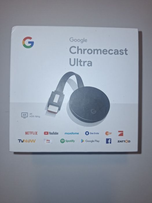 Przystawka smart tv google chromecast ultra 4k nowa, komplet