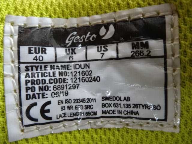 Buty GESTO GRIM BOA S3 roz 40 Robocze Wzmocnione BHP BOA