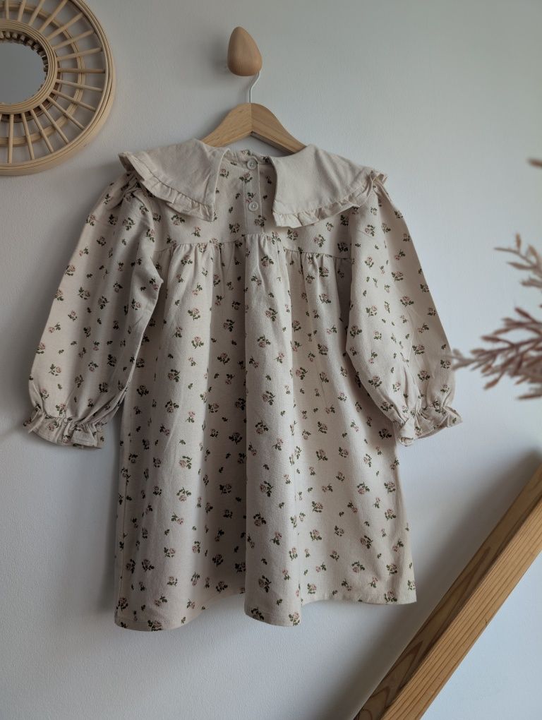 Piękna sukienka 110 vintage retro z kołnierzykiem urodziny sesja