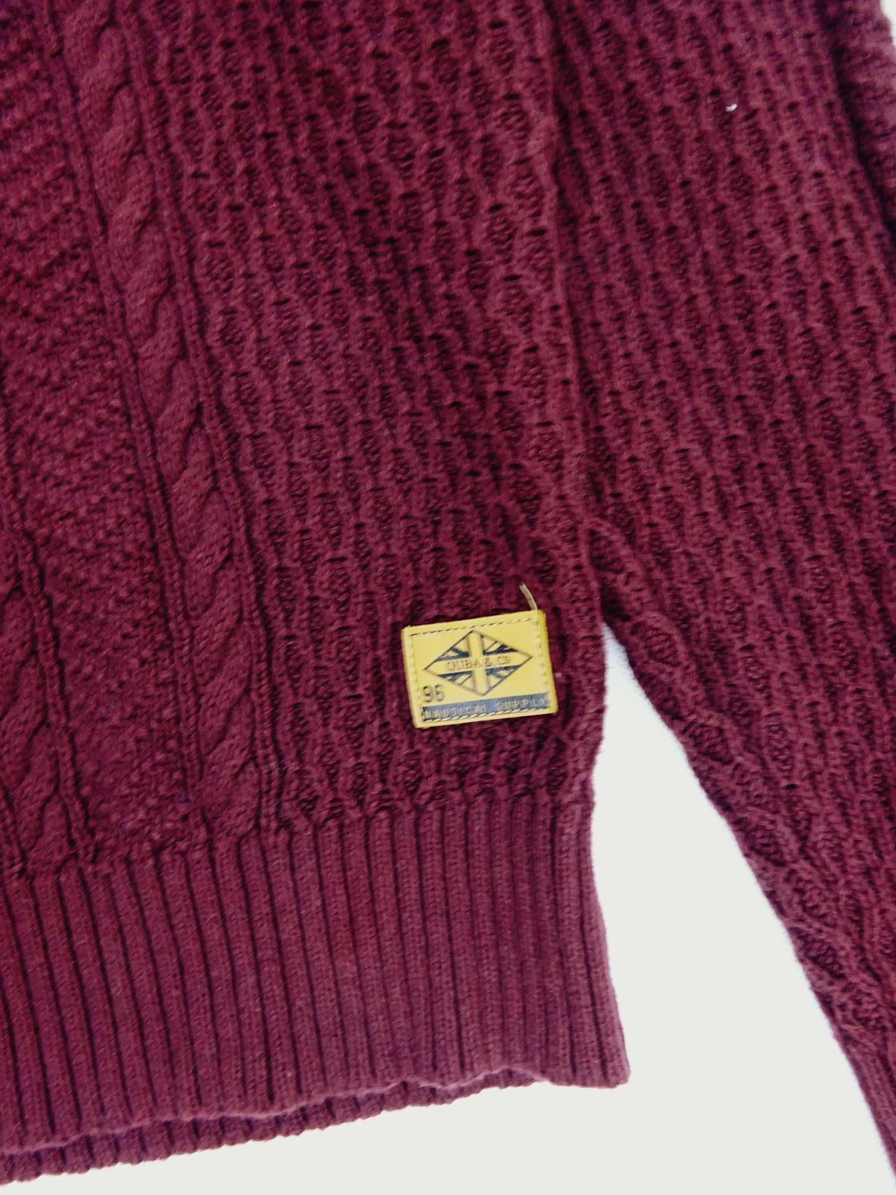 BT27 Stylowy elegancki sweter męski  pleciony warkocz 100% bawełna L