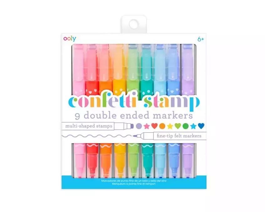 Flamastry dwustronne ze stempelkami Confetti Stamp. Ooly