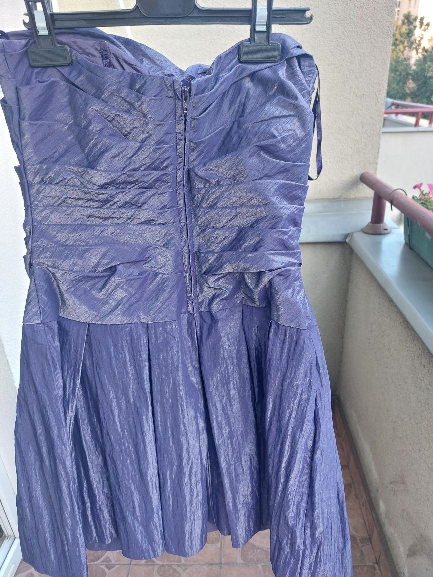 Sukienka na studniówkę / wieczorowa fioletowa tafta M / 38