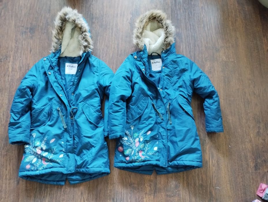 Kurtki zimowe Endo rozmiar 140 i 128