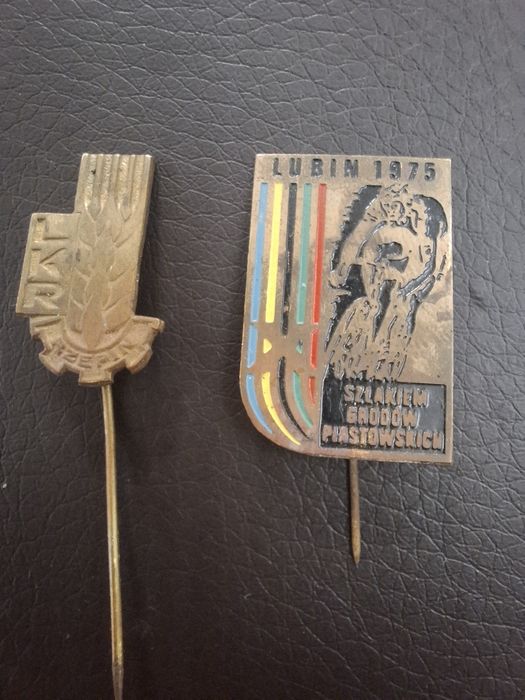 Zestaw przypinek PRL. Wyścig szlakiem grodów piastowskich.Rzepin,Lubin