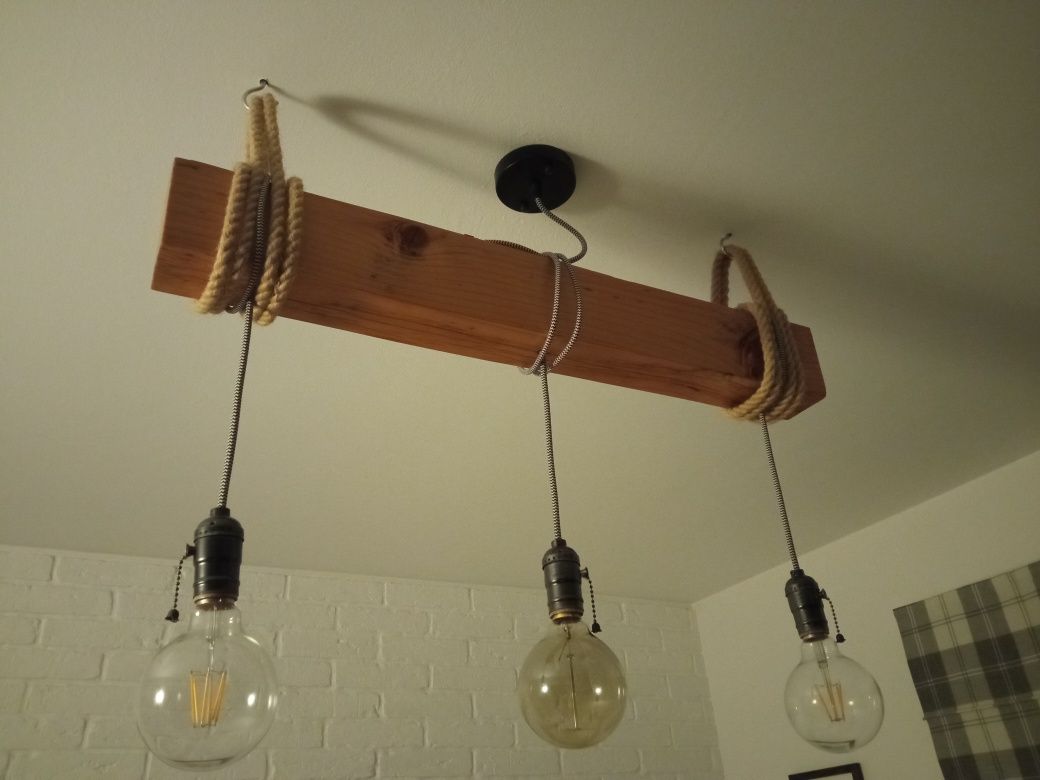 Lampa wisząca z starej belki-handmade.