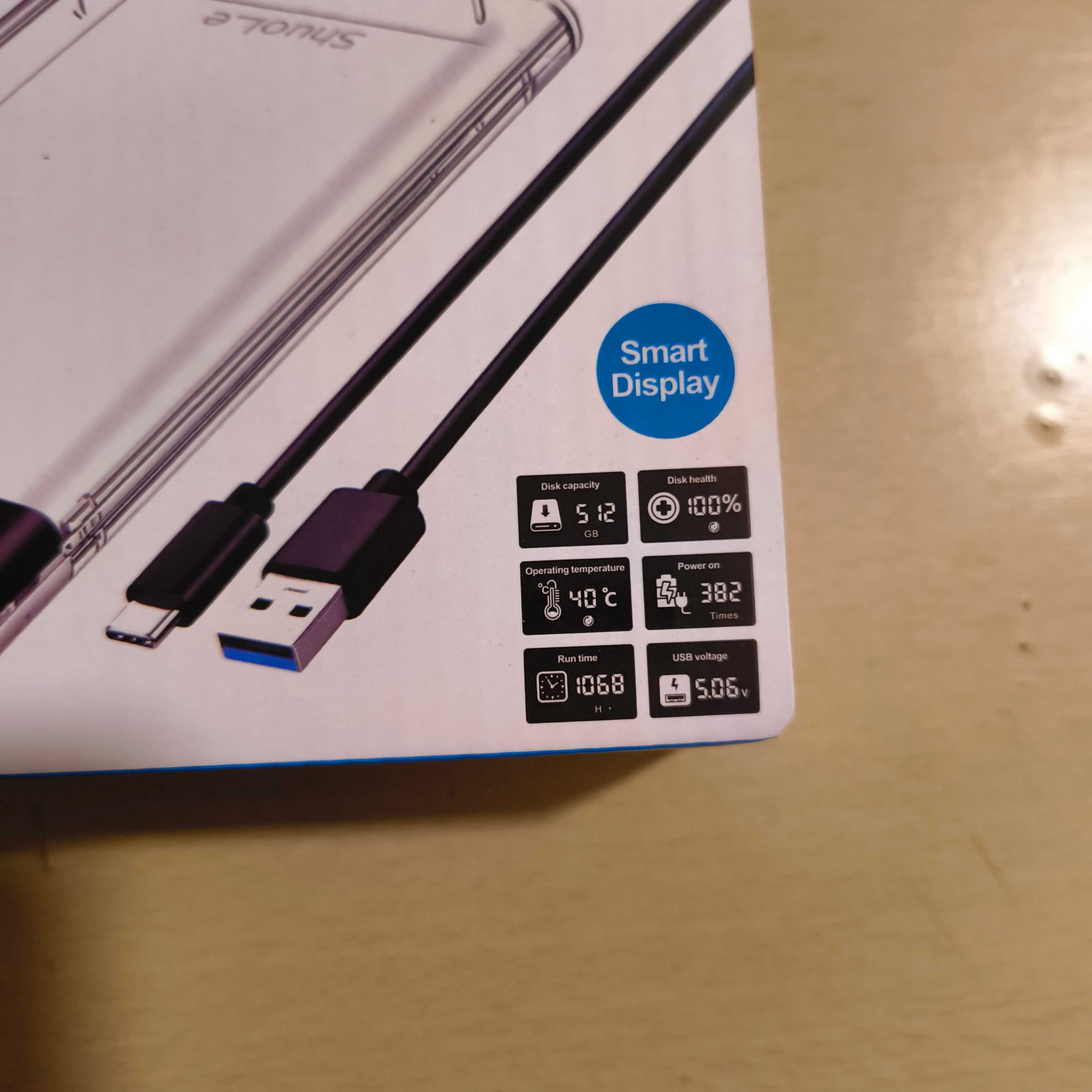 Caixa Disco Hdd SSD 2.5 Usb  3.2 Type C Display Digital