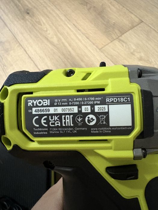 Wkrętarka udarowa RYOBI RPD18C + 2ah z ładowarka.