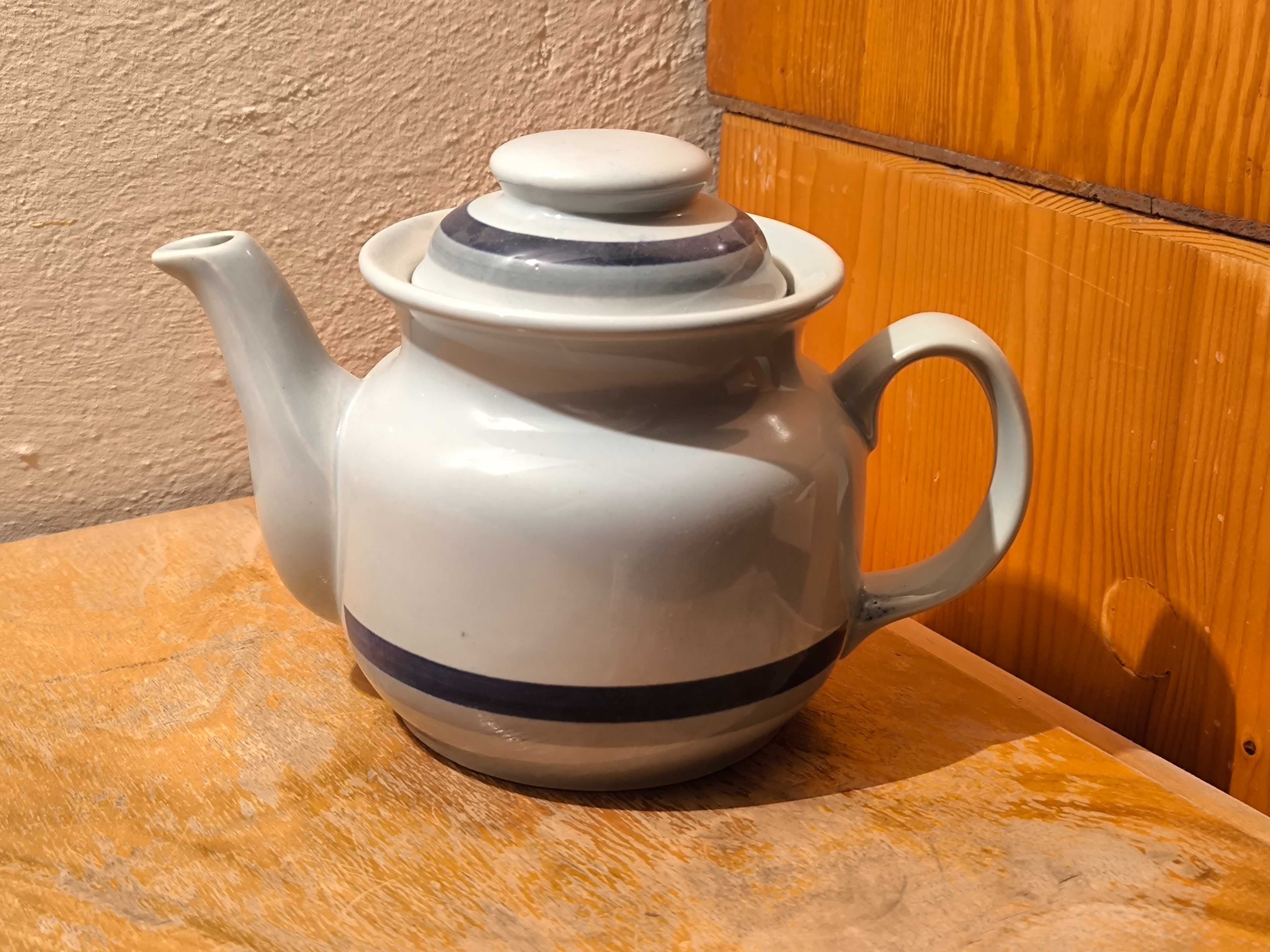 Szaroniebieski dzbanek imbryk Lotos Porcelit Pruszków PRL