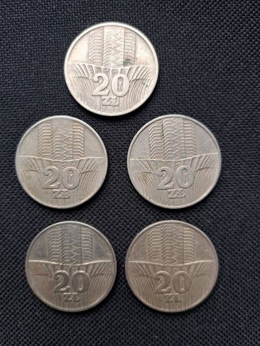 Zestaw monet PRL 20zł Kłosy 1973r 1974r 1976r