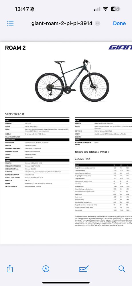 Rower Giant Roam 2 rozmiar L