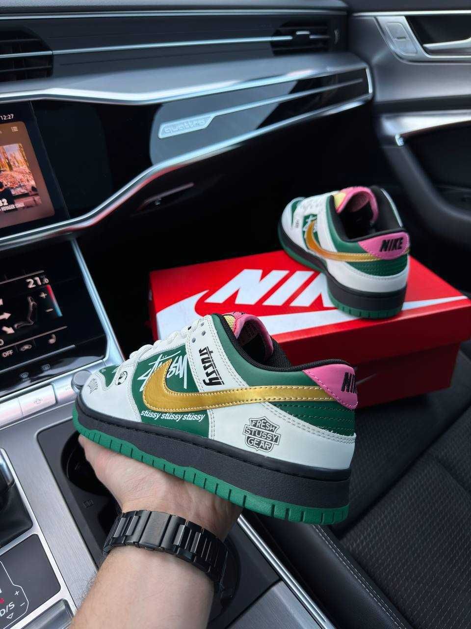 Чоловічі кросівки найк данк Nike SB Dunk Low x Stussy 572 Green Beige
