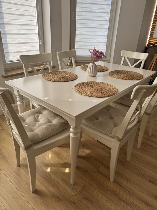 Ikea Ingatorp/ Ingolf stol rozkladany z 6 krzeslami