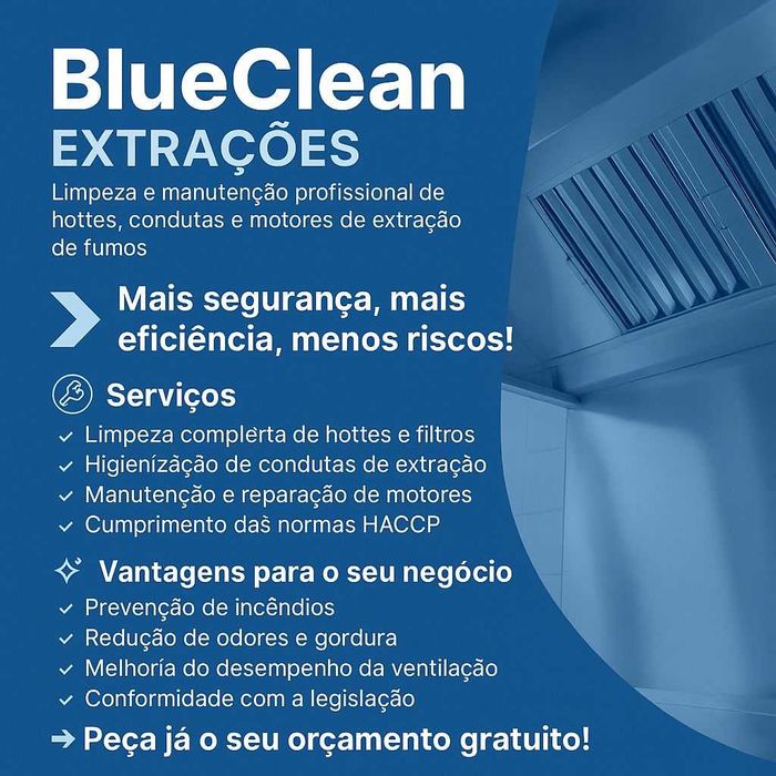 Limpeza e manutenção de Hottes, condutas e motores industriais