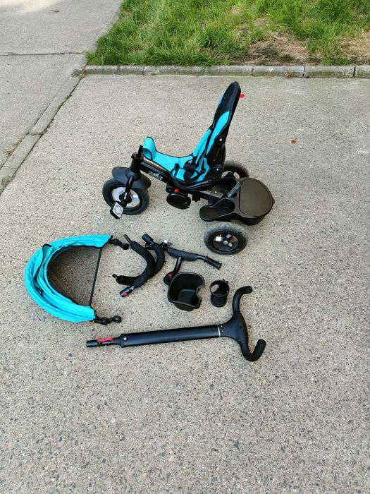 Wózek rowerek dziecięcy z daszkiem i obracanym siedziskiem