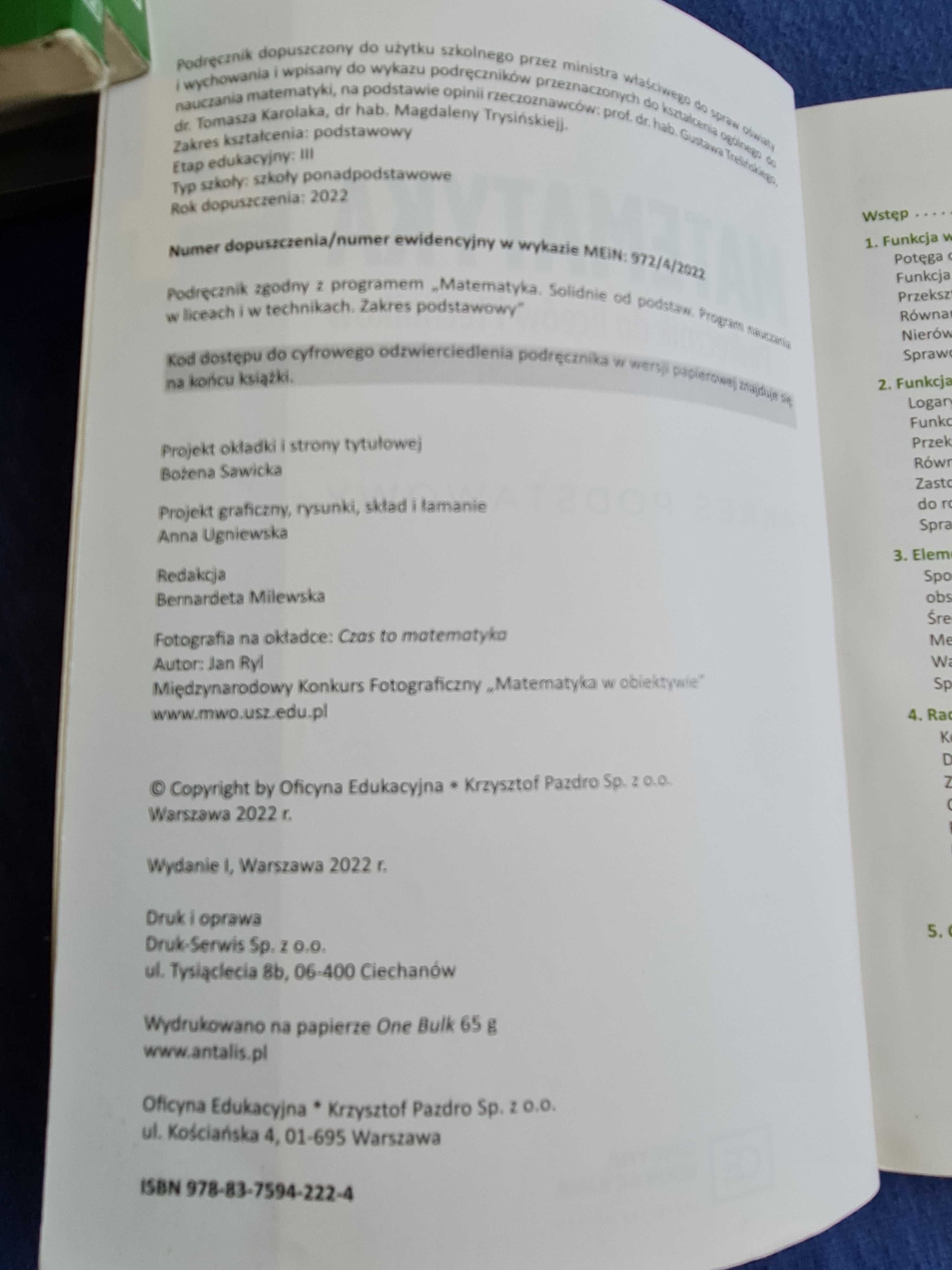Matematyka 4 - zakres podstawowy