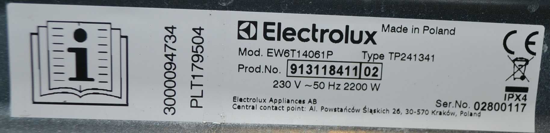 Pralka Electrolux EW6T3372SP 6kg. Gwarancja Transport AGD używane