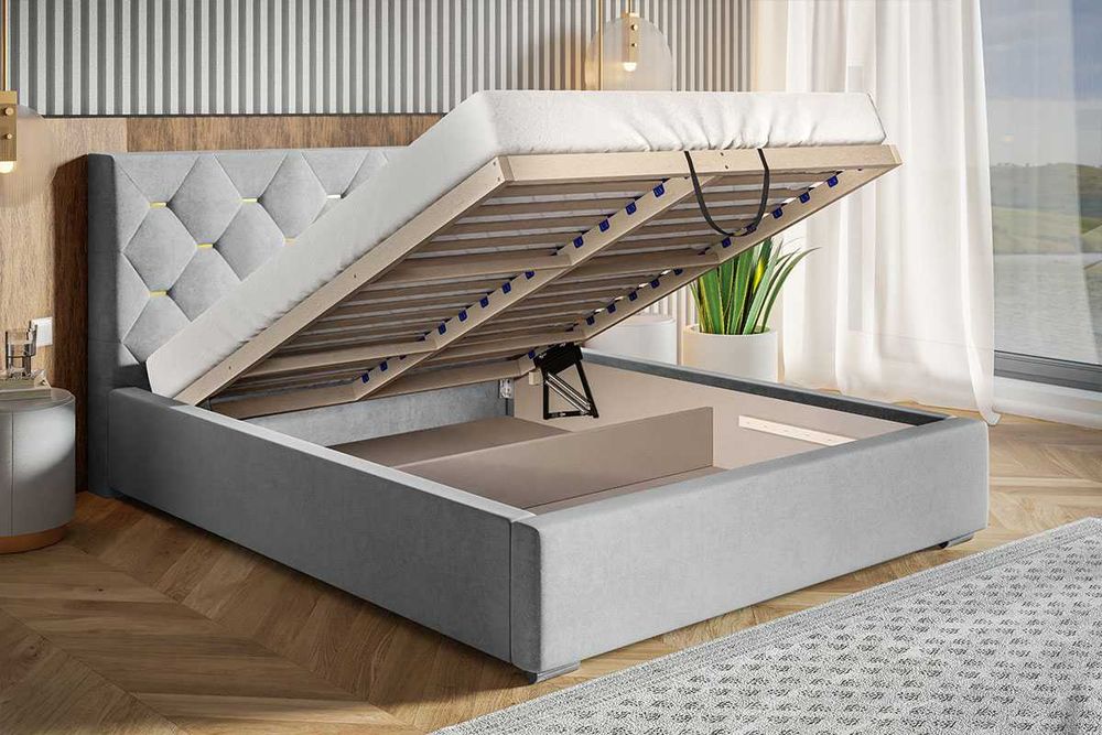 Łóżko łóżka tapicerowane BIANCO 160x200 180x200 pojemnik stelaż kolor