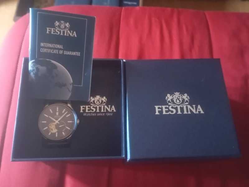 relógio Festina Automático com correia azul de couro para  HOMEM.