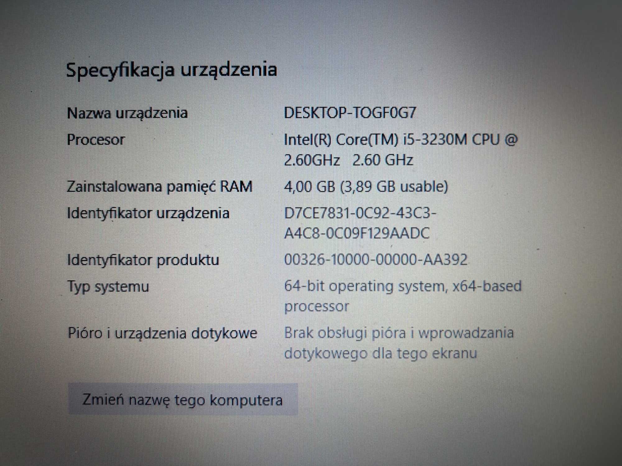 LAPTOP Komputer ASUS X550C Intel Core i5 4GB RAM Windows Home + torba