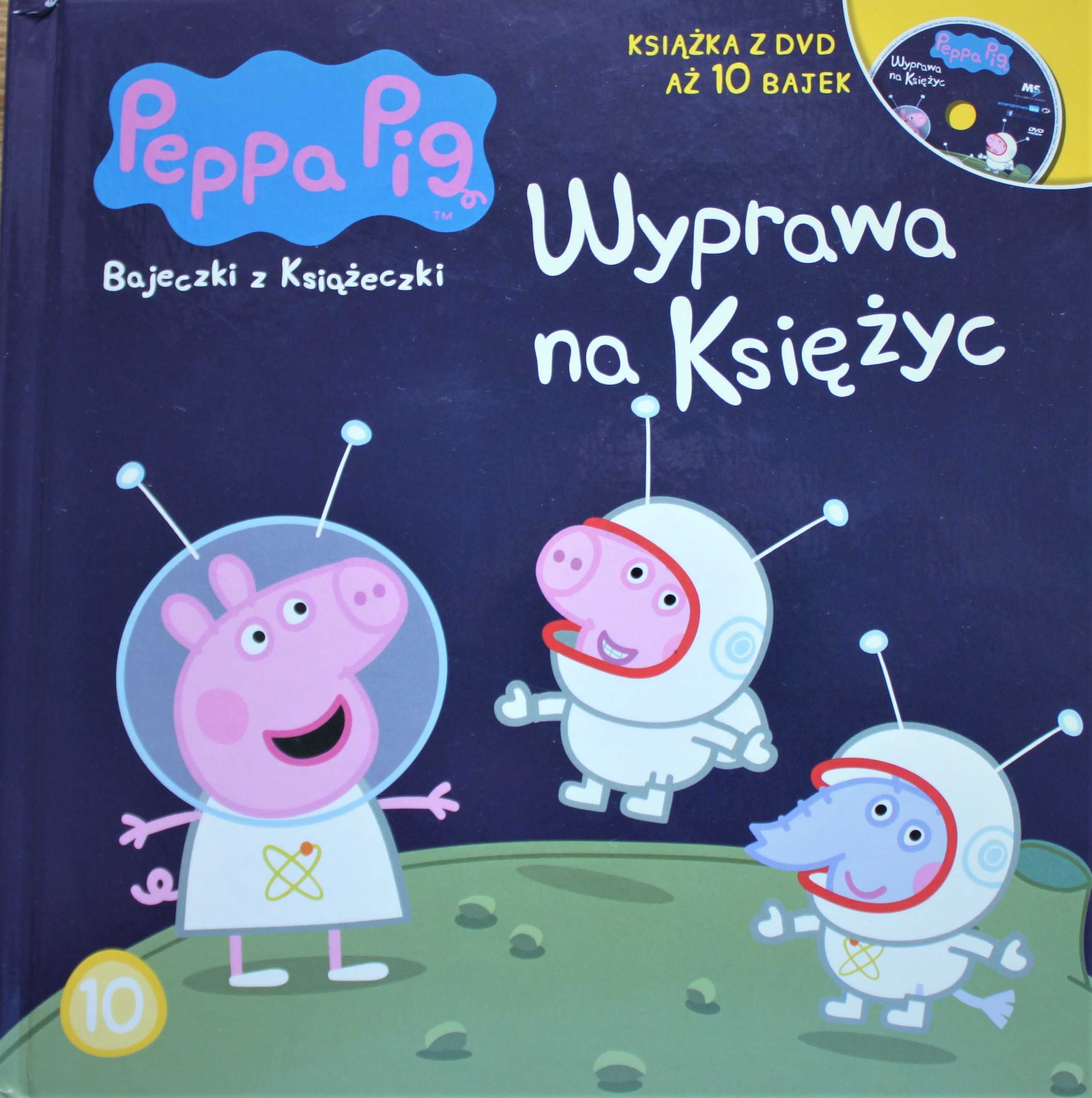 Świnka Peppa  Wyprawa na księżyc  książeczka + DVD 10 bajek RZADKOŚĆ !