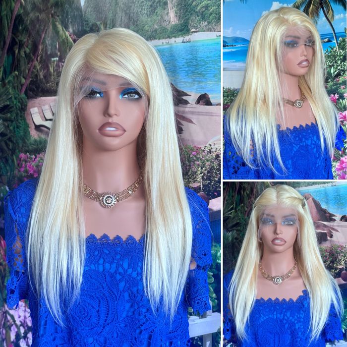 Натуральный парик система имитация кожи славянка блонд волосы