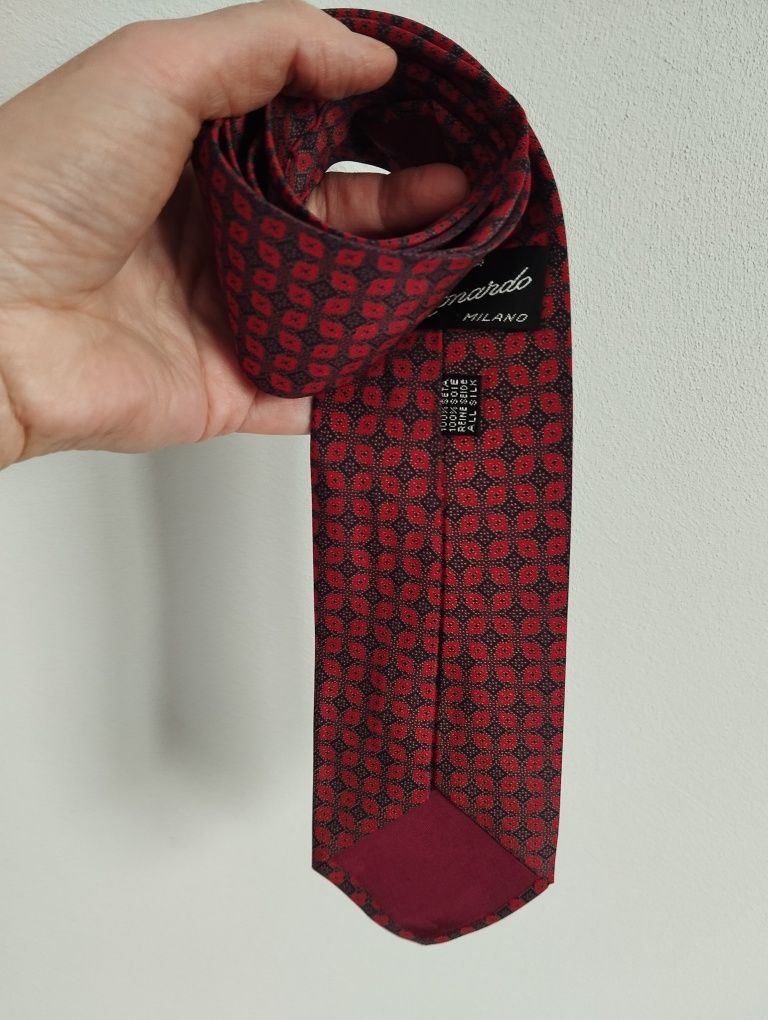 Jedwabny krawat 8 cm 100% silk, Leonardo Milano