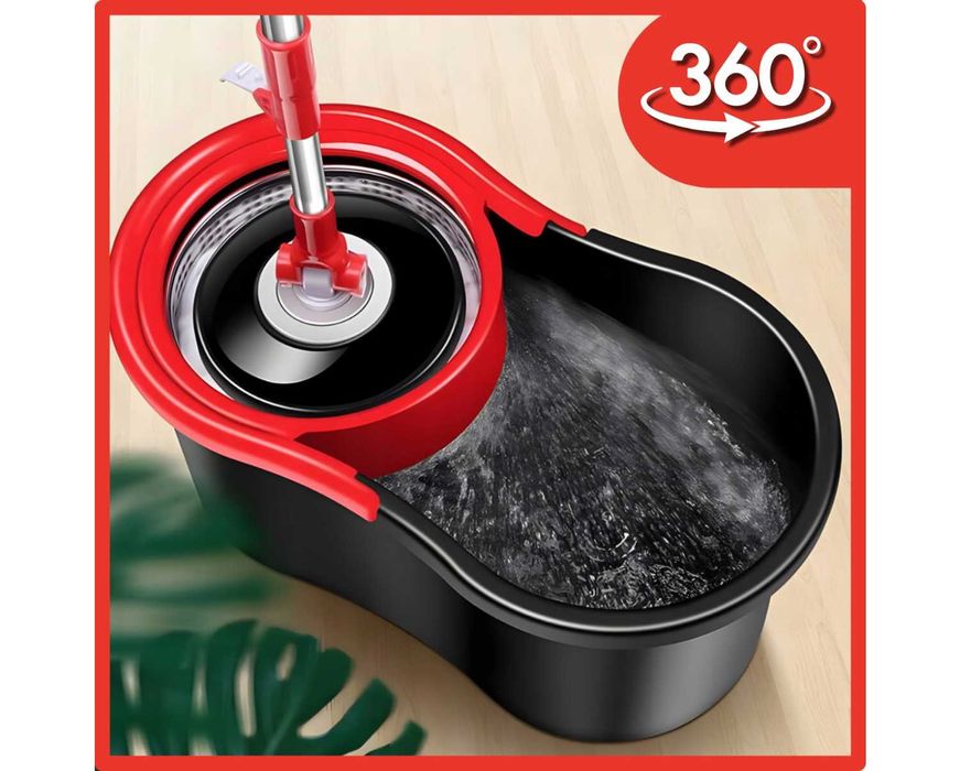 Mop Obrotowy Rotacyjny z Wiadrem Dwukomorowym Wkłady + Gratis Gąbki