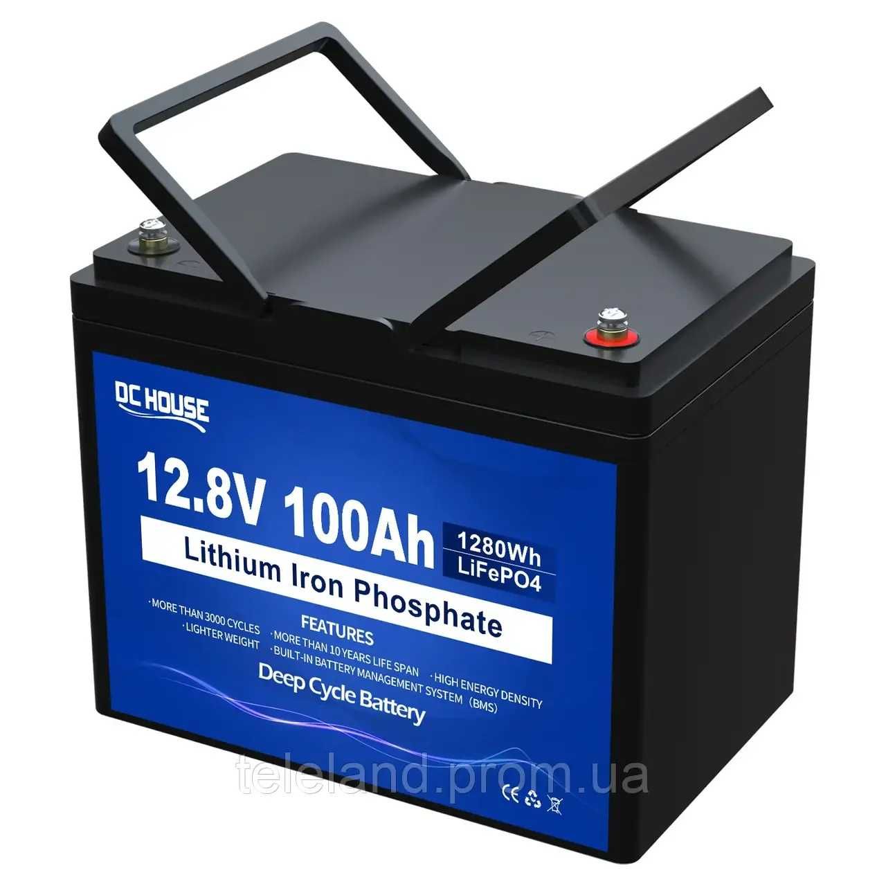 Акумулятор Літій-залізо-фосфатний  LiFePO4 12V 100Ah DCHouse