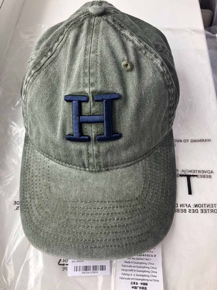 Бавовняна джинсова бейсболка Hacket London HERITAGE хакі
