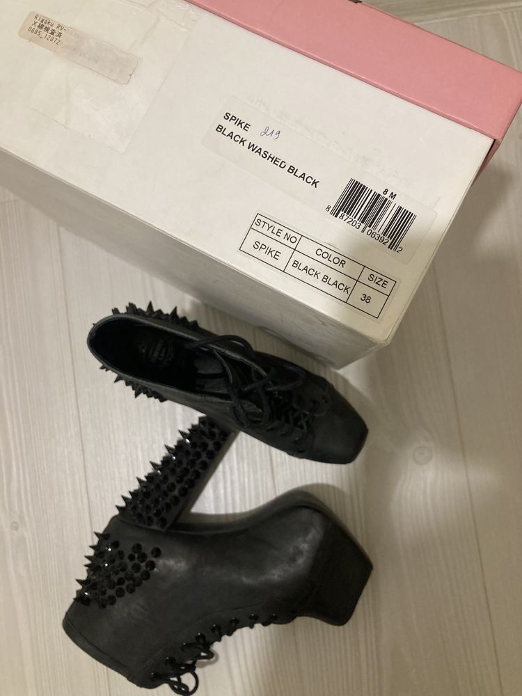 Ботильоны Jeffrey Campbell lita leather spike шкіряні оригінал шипами