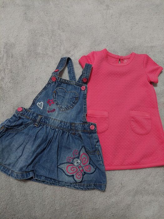 Zestaw krótkich sukienek dla dziewczynki 2 szt  r 80