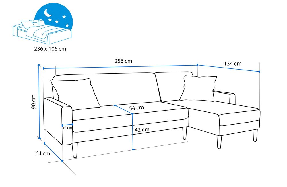 Nowy narożnik Regulowane oparcie funkcja spania uniwersalny sofa