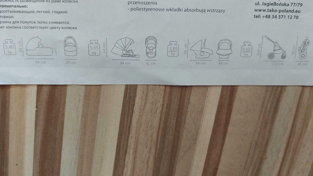 Wózek 2w1 głęboki+spacerówka TAKO City Move Marine plus dużo dodatków
