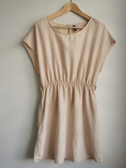 H&m Divided 38 M modal minimalistyczna sukienka z kieszeniami Nude