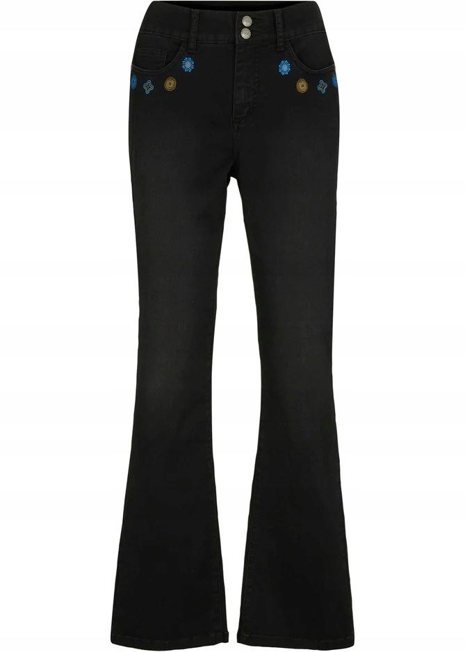 B.P.C spodnie jeansowe czarne nadruk 40.