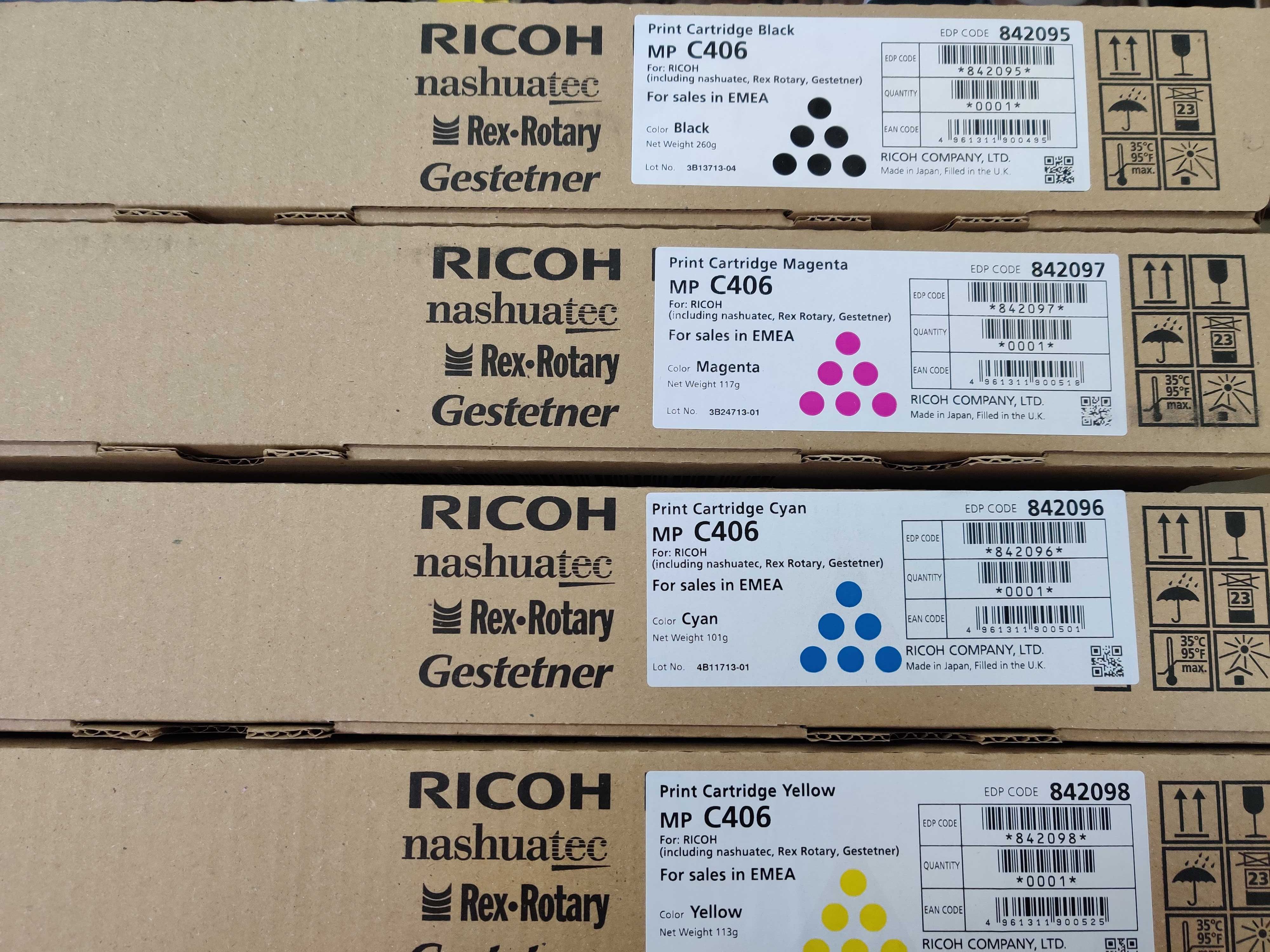 Тонер-картриджи Ricoh MP C306, C307, C406  всі кольори оригінальні