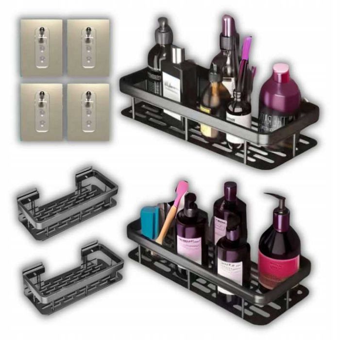 2x metalowe półki łazienkowe pod prysznic czarne WSZĄCE LOFT