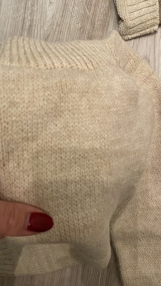 Komplet bawełniany, prazek bezowy sweter