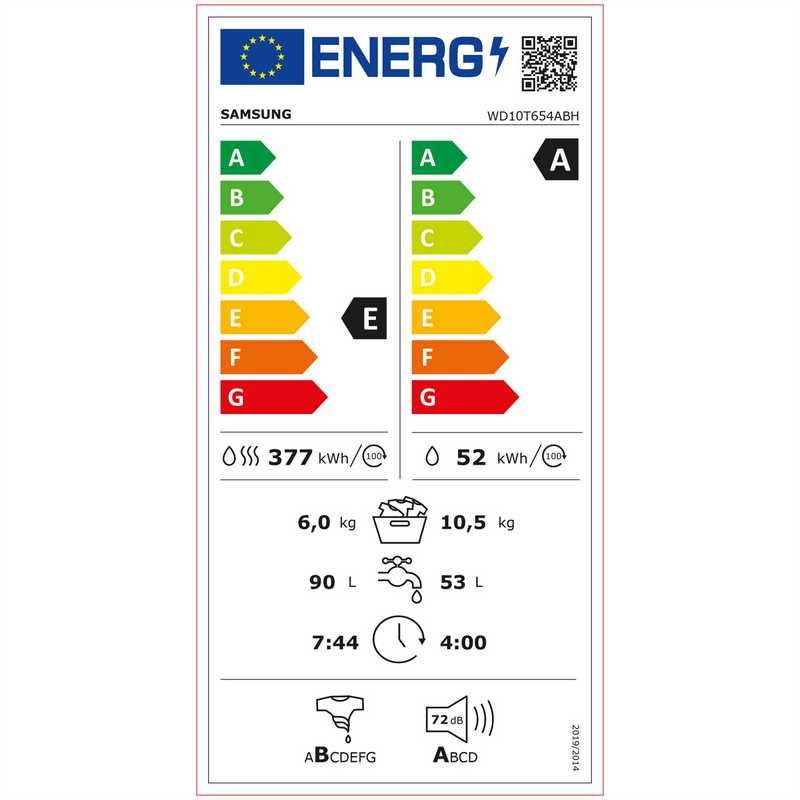 Pralko-suszarka Samsung WD10T654ABH 10,5/6 kg Ecobubble AddWash