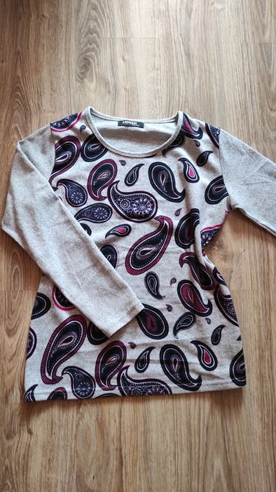 Cienki sweter damski szary we wzory L/XL