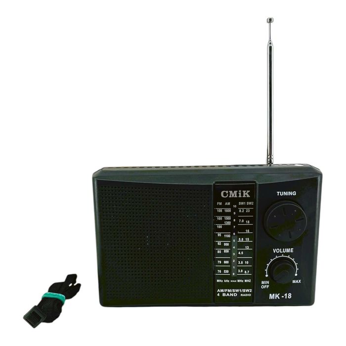 Radio przenośne CMIK MK-18 z pasmami AM/FM/SW i zasilaniem bateryjnym