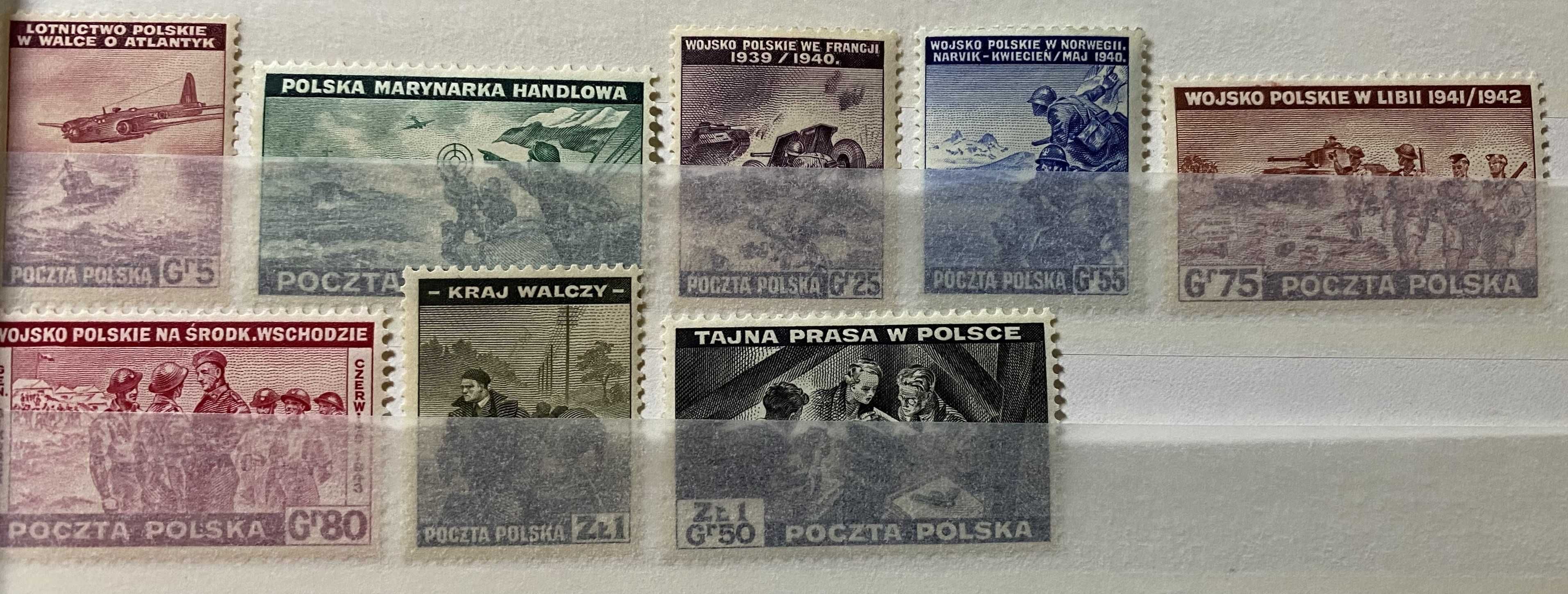Znaczki Polska Wydanie Rządu na Emigracji 1941r - 1945r 21 znaczków**