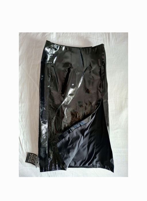 Пряма шкіряна спідниця міді (TOPSHOP)