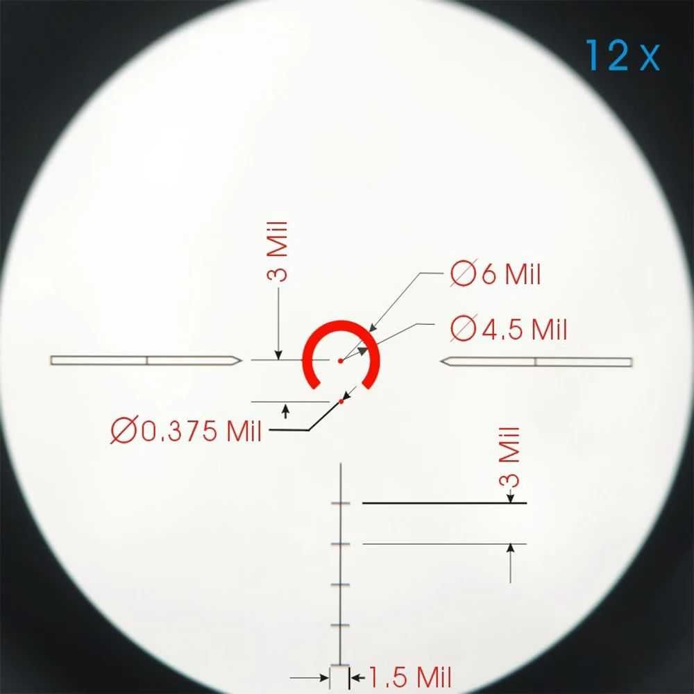 Оптический прицел SKW Optics 1-12x26 IR с подсветкой оптичний приціл