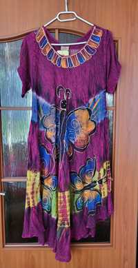 Sukienka letnia przewiewna, kolorowe motyle